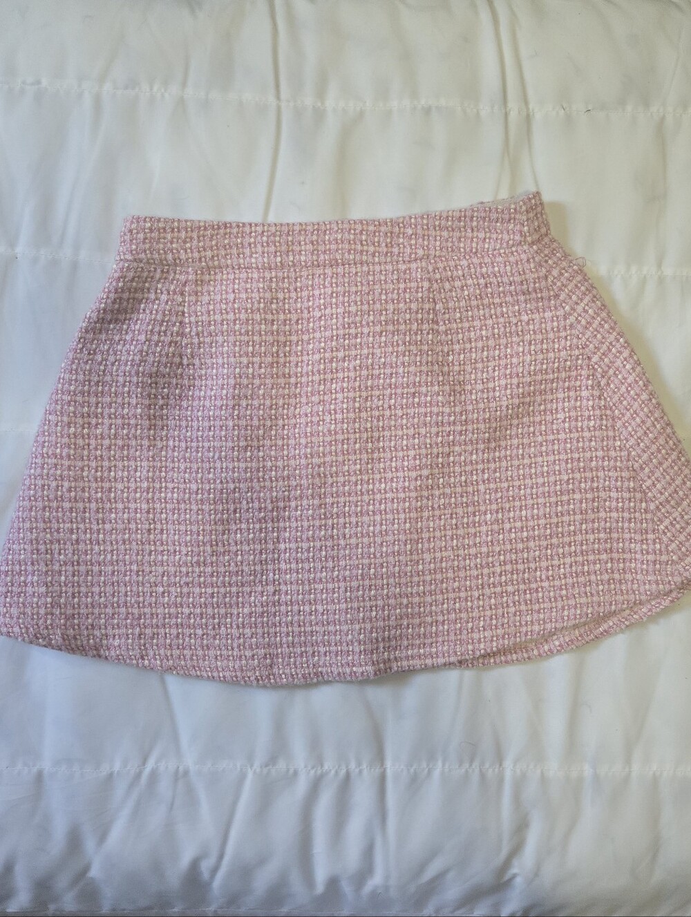 Juniors Pink Tweed A-Line Mini Skirt